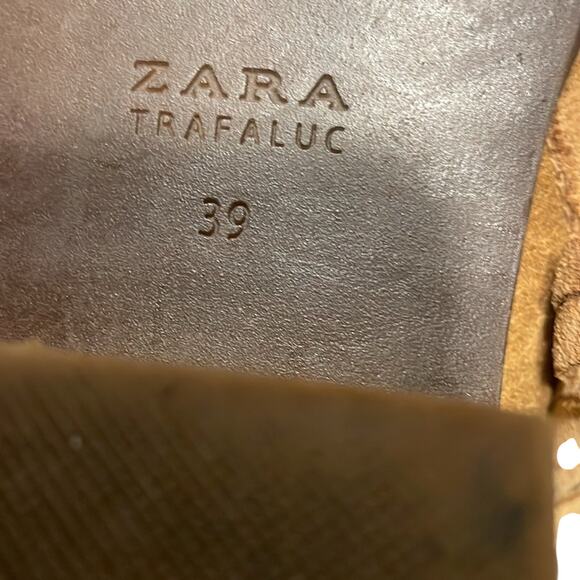 Zara Trafaluc Tan Suede Leather Fringed Ankle Boot. 9 (39) - Picture 2 of 4
